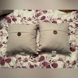Beige Throw Pillow Set with Button Accent